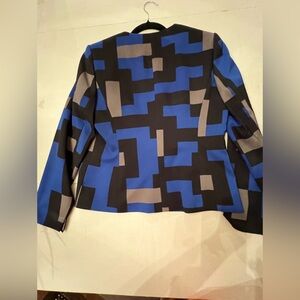 KASPER WOMEN’S BLACK/GRAY/ROYAL BLUE. SIZE 8 DRESS JACKET